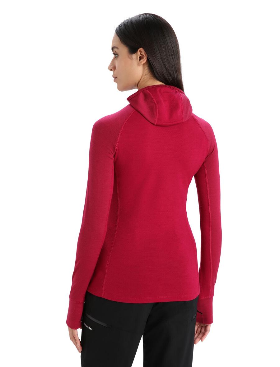 Cherry Icebreaker ZoneKnit™ Merino Insulated Long Sleeve Hoodie Women's One Piece & Sets | AU 1801RVDW